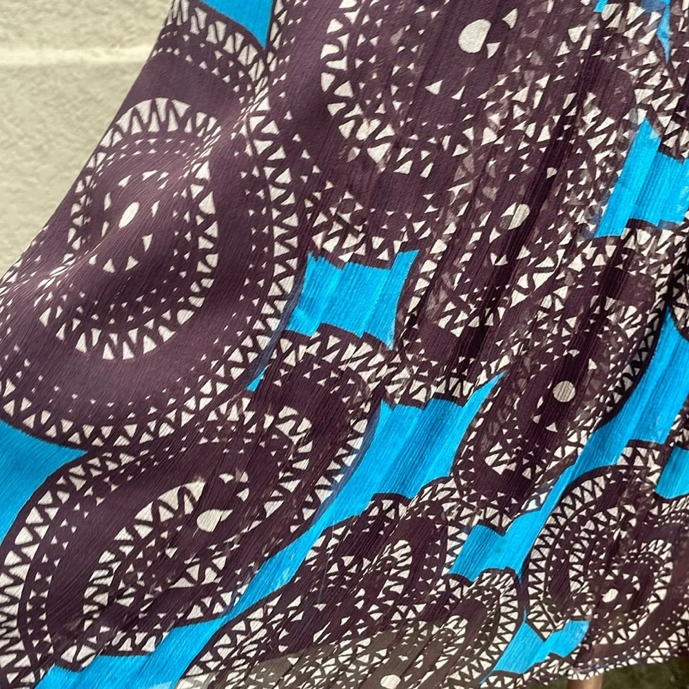 Tory Burch Blue and Brown Midi Dress with Elegant Design